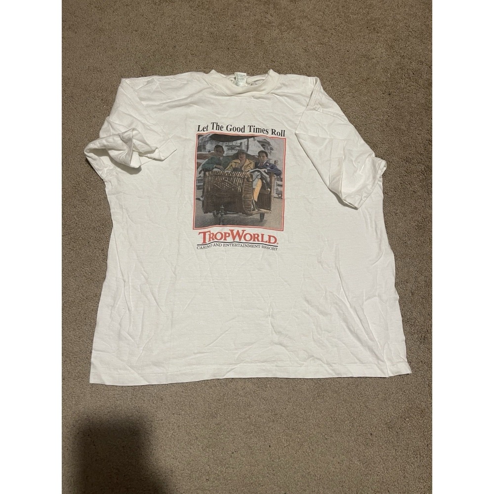 Vintage TropWorld Casino Resort White T Shirt Single Stitch Sz. XL